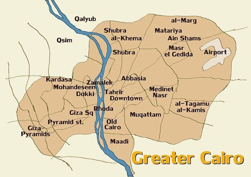 Žemėlapis kaire ir aplinkinių vietovių